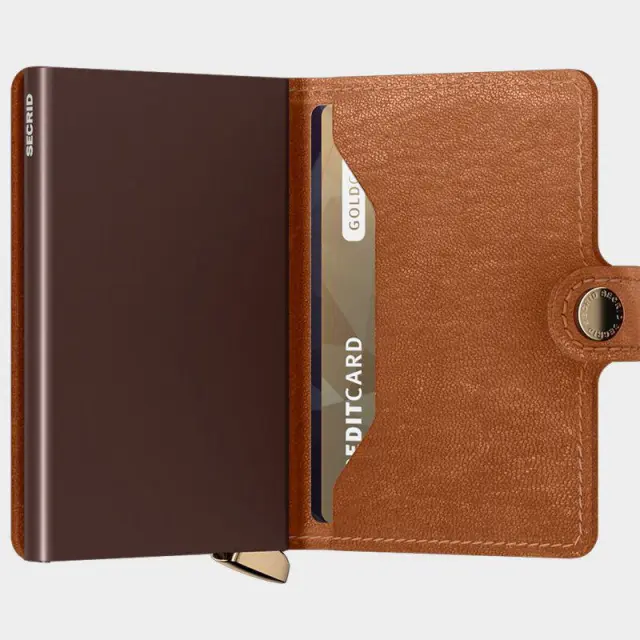 Δερμάτινο Πορτοφόλι Secrid Miniwallet Emboss Lines Cognac Ταμπά - ONESIZE 2