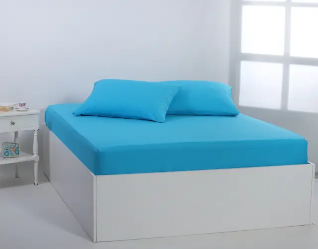 Βαμβακερό σεντόνι essentials (165cm x 200cm + 35cm) river blue - -