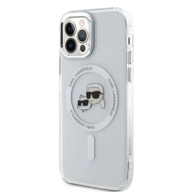 Karl Lagerfeld IML K&CH Heads Metal Frame MagSafe Case for iPhone 12/12 Pro Transparent 3