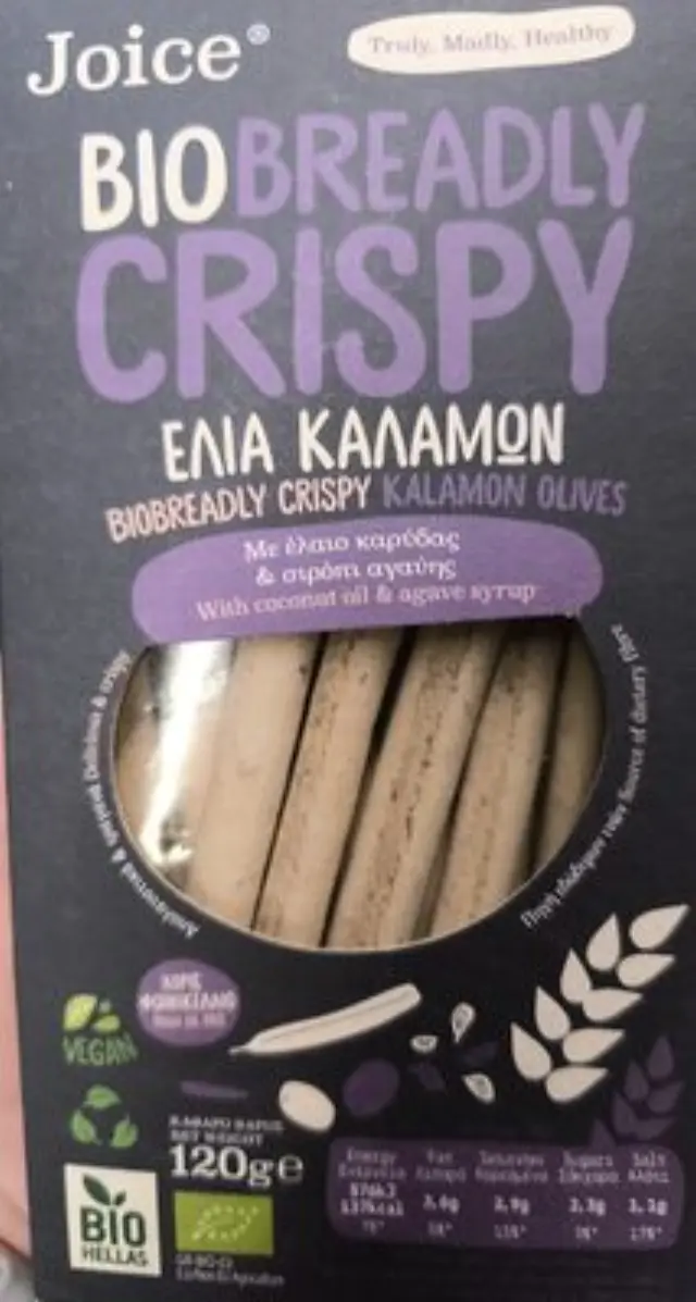 Joice Foods Organic Breadsticks Βιολογικά Κριτσίνια με Ελιές Καλαμών & Ρίγανη, 120g