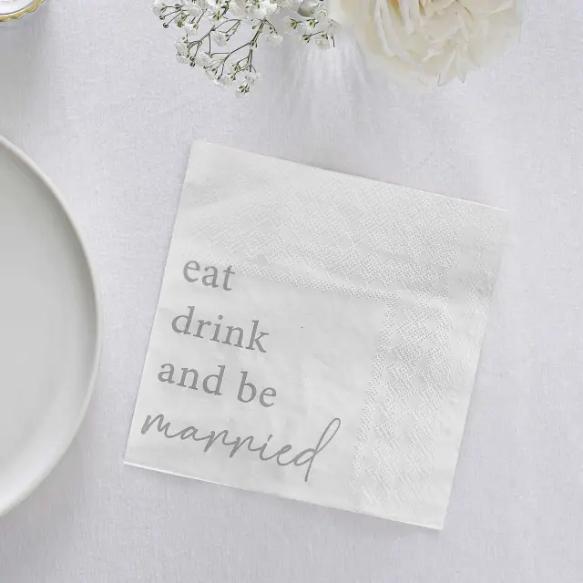 Χαρτοπετσέτες Γάμου Eat Drink and Be Married / 16 τεμ.