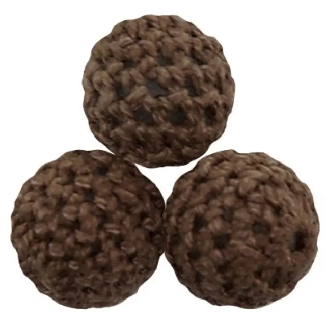 Χάντρα Μάλλινη Round Brown Ø14mm - 5τεμ
