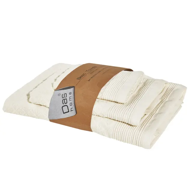 Πετσέτες Σετ 3 Τεμ 30Χ50-50Χ100-70Χ140 480gsm Best Das Home 0684 Ιβουάρ 100% βαμβακερό 2