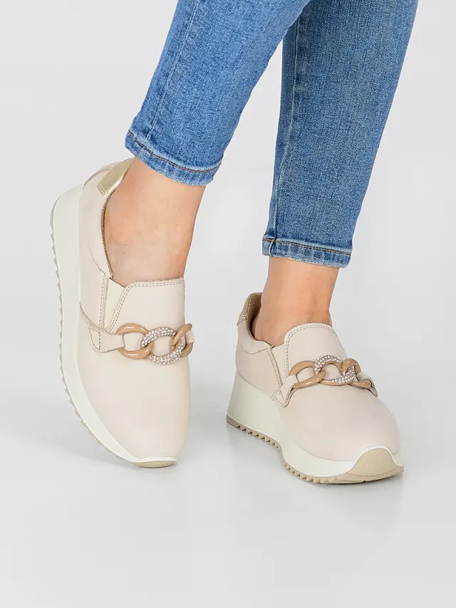 Imac Μοκασίνια-Loafers Γυναικείο δέρμα Nubuck Μπεζ IMA/556950 PANNA 2