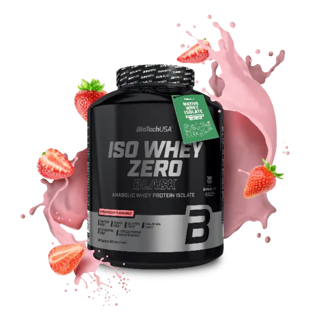 Biotech USA Iso Whey Zero Black Πρωτεΐνη Ορού Γάλακτος με Κρεατίνη Χωρίς Γλουτένη & Λακτόζη με Γεύση Φράουλα 1.816kg