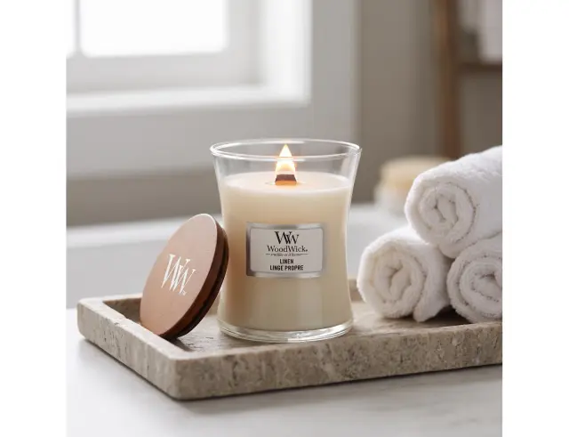Αρωματικό Κερί WoodWick με διάρκεια καύσης έως 30 ώρες και άρωμα Linen98135E