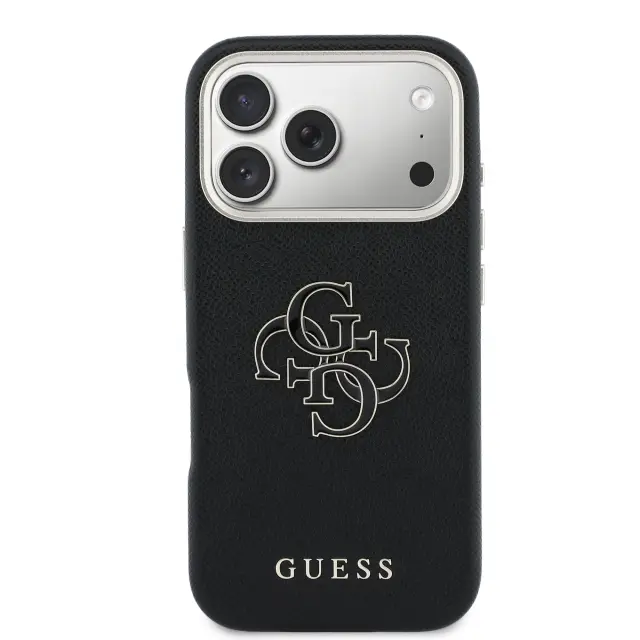 Guess PU Grained 4G Resin Metal Logo Case for iPhone 17 Pro Black 3