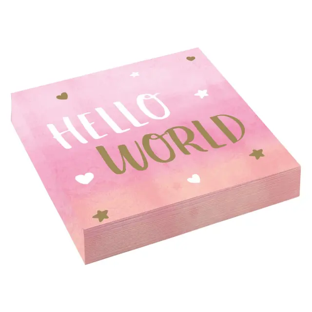 Χαρτοπετσέτες φαγητού 33εκ Oh Baby Girl Hello World /16 τεμ