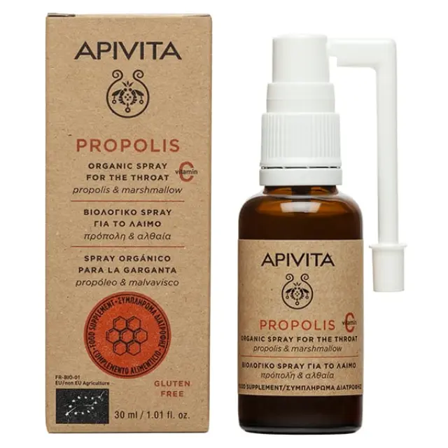 Apivita Propolis Βιολογικό Spray Για Το Λαιμό Με Πρόπολη & Αλθαία, 30ml