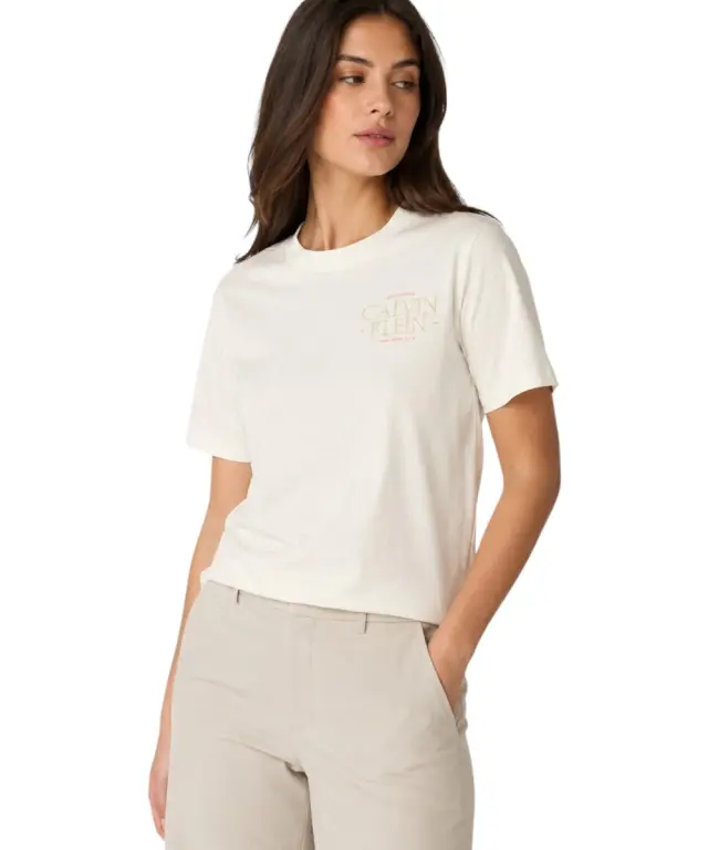 Calvin Klein - Γυναικείο T-Shirt Classic Left Chest Graphic LV047G836G-YAF Λευκό 2