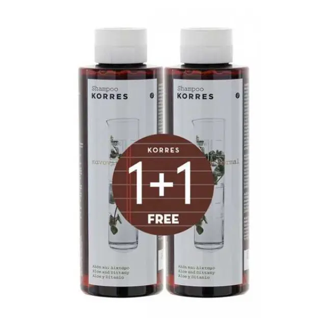 Korres Promo Pack (50% στο Δεύτερο Προϊόν) Σαμπουάν για Κανονικά Μαλλιά με Αλόη & Δίκταμο, 2x250ml