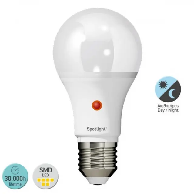 ΛΑΜΠΑ LED E27 10W 3000K ΜΕ ΑΙΣΘΗΤΗΡΑ ΜΕΡΑ/ΝΥΧΤΑ