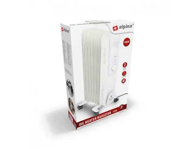 Καλοριφέρ Λαδιού Alpina Oil Radiator με ισχύ 1500W και 3 επίπεδα θέρμανσης - White 3