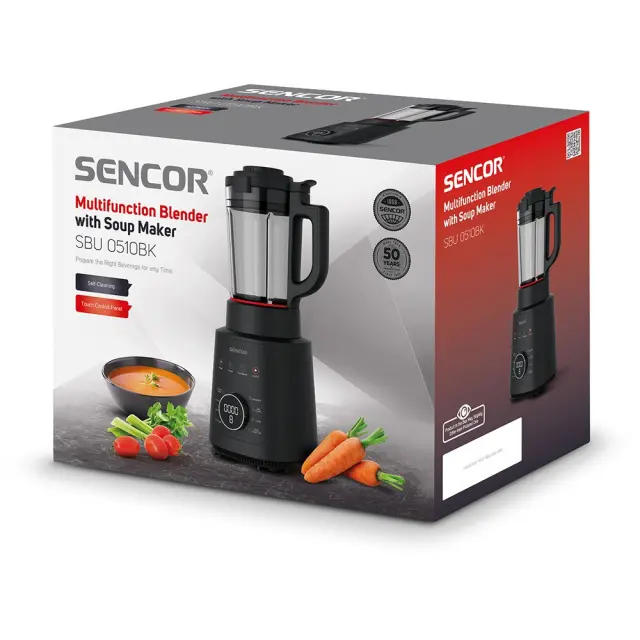 Πολυχρηστικό Μπλέντερ για Ζεστά & Κρύα 1,2lt Glass Sencor SBU 0510BK Μαύρο 2