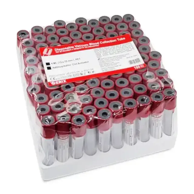 Vacutainer Βιοχημικών – Clot Activator, Κόκκινο Πώμα, PET, Serix (100 τεμ.) 9ml 2