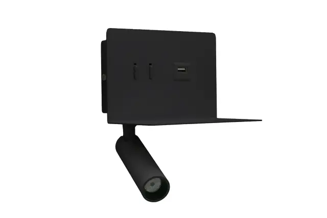 LED ΑΠΛΙΚΑ & ΣΠΟΤ ΤΟΙΧΟΥ ΟΡΘΟΓΩΝΙΑ 6W ΜΑΥΡΗ ΜΕ ΘΥΡΑ USB