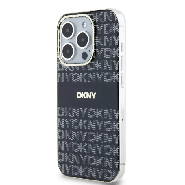 DKNY PC/TPU Repeat Pattern Tonal Stripe Magsafe Case for iPhone 13 Pro Black 3