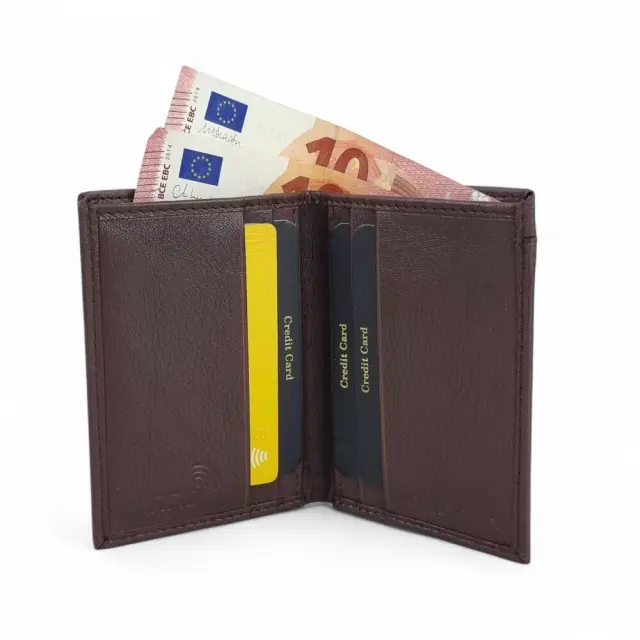 Μικρό Όρθιο Ανδρικό Πορτοφόλι Γνήσιο Δέρμα RFID Diplomat MN129. (8x2x11cm) - Μαύρο 2
