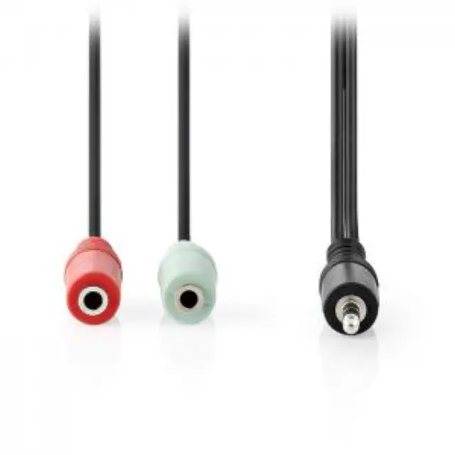 Καλώδιο ήχου Stereo 3.5mm αρσ. - 2x 3.5mm θηλ. 0.20m, σε ανθρακί χρώμα. 2