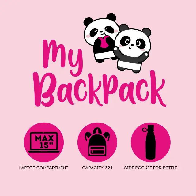 Legami My Backpack Panda Σακίδιο Πλάτης με Θήκη Laptop 15" BPK0025 2