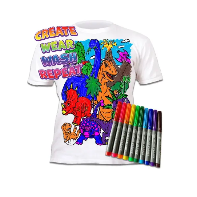Splat Planet Πλενόμενο t-Shirt Ζωγραφικής με Μαρκαδόρους: Dinosaurs 5-6 ετών 2