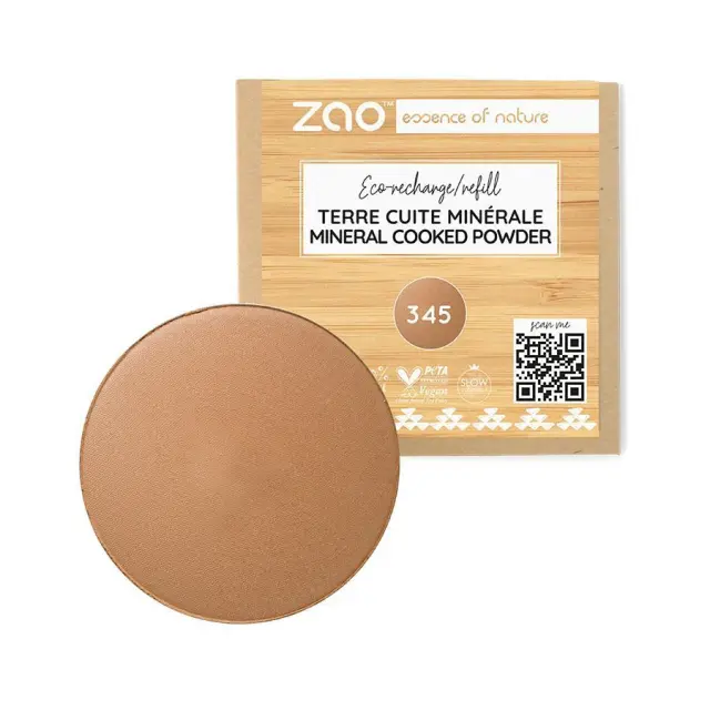 Zao Organic Mineral Cooked Powder Refill – Βιολογική baked πούδρα για ηλιοκαμένο & ομοιόμορφο αποτέλεσμα (Ανταλλακτικό) - 345 Red Copper