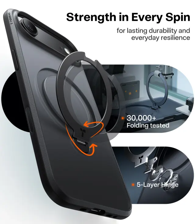 Torras Ostand Q3 Spin, black - iPhone 17 Air 3