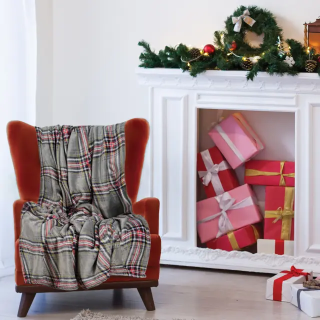 Κουβέρτα Καναπέ 130x170 330gsm Fleece Das Home 1362 Grey-Red 100% Πολυέστερ