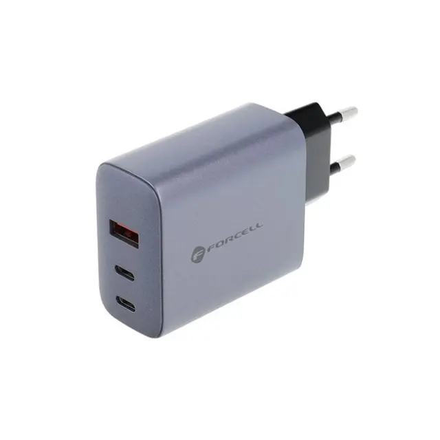 FORCELL Φορτιστής F-ENERGY GaN VT-42B 2x USB-C & USB A PD QC4.0 4A 65W Gray (284337)