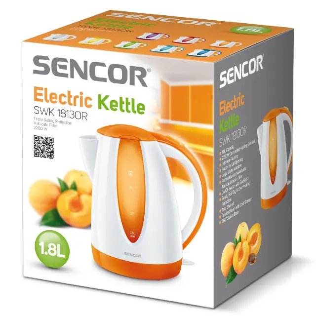 Βραστήρας Sencor SWK 1813OR 1.8lt 2000W με Διπλή Ένδειξη Στάθμης Πλαστικό Σώμα Πορτοκαλί 2