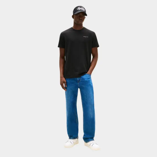 Tommy Hilfiger - Ανδρικό T-shirt Linear Chest Slim Fit DM0DM21780-BDS Μαύρο - XL