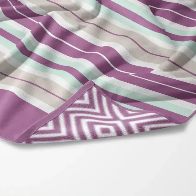 Πετσέτα Θαλάσσης (90x180) Stripes Μωβ microfiber Borea 2