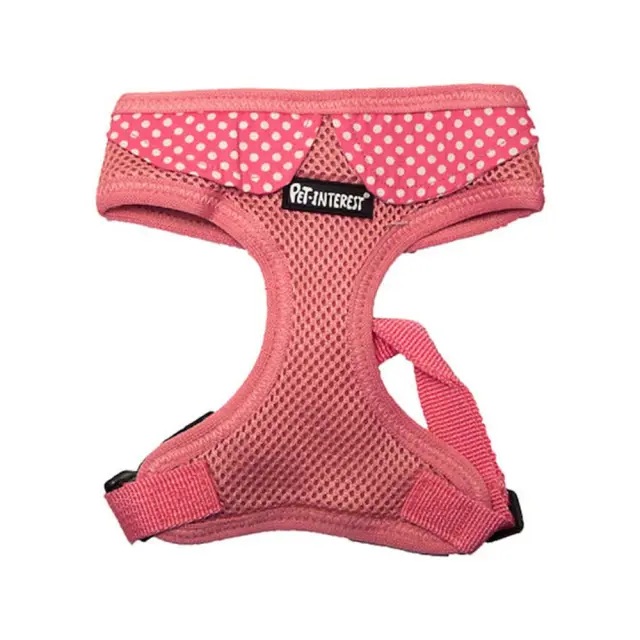 Pet Interest Σαμαράκι Σκύλου Mesh Harness Πουά με Γιακαδάκι Ροζ Large 46-65cm/20cm