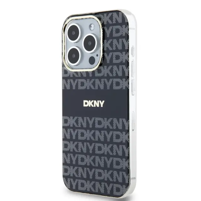 DKNY PC/TPU Repeat Pattern Tonal Stripe Magsafe Case for iPhone 14 Pro Black 3