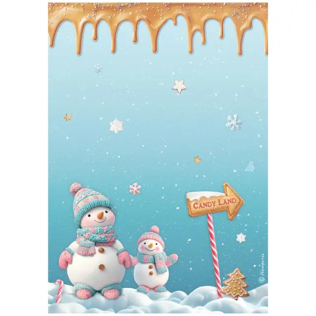 Ριζόχαρτο ντεκουπάζ Stamperia 21x29cm A4, Candy Christmas, Snowmen