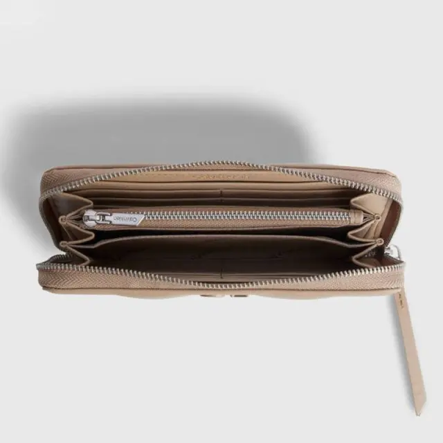 Calvin Klein - Γυναικείο Πορτοφόλι Μεγάλο Re-Lock Quilt Za K60K610774-A04 Μπεζ/Καφέ 2