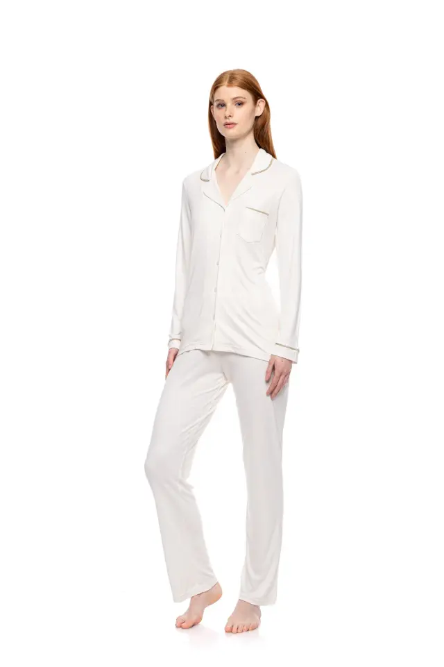 WN-1500 - Raspberry - PYJAMA BUTTONED BAMBOO SOLID 2
