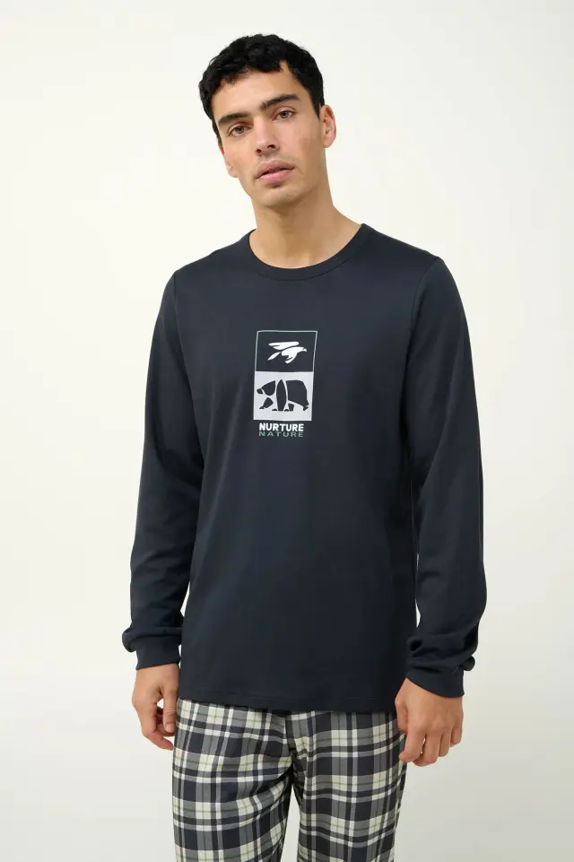 Χειμερινή Ανδρική Πυτζάμα Βαμβακερή Vamp 23641 DARK GRAY 3