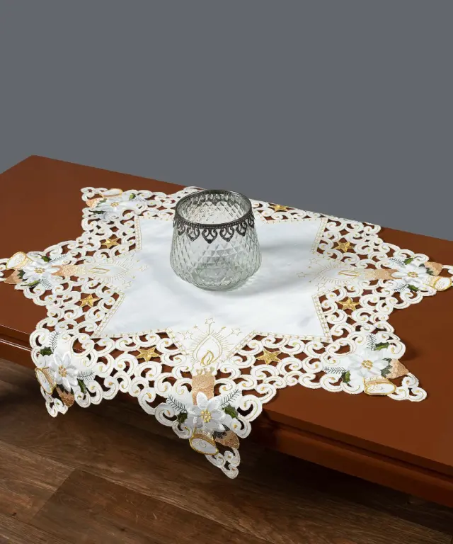 χριστουγεννιάτικο καρέ (90cm x 90cm) 8213 star ivory - -