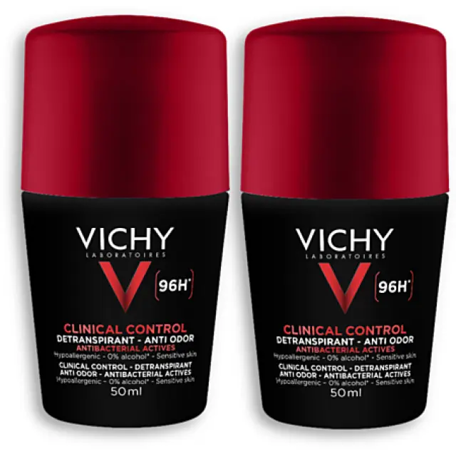 Vichy | Promo Homme Clinical Control 96h Roll-on Ανδρικό Αποσμητικό για Ευαίσθητες Επιδερμίδες -50% στο 2ο Προϊόν | 2x50ml