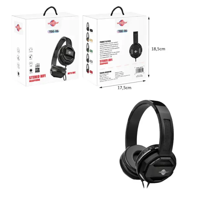 Wisdomup Ενσύρματα Ακουστικά Κεφαλής Stereo HiFi με Μικρόφωνο TDE-06 - Stereo HiFi Headphone 798022 3
