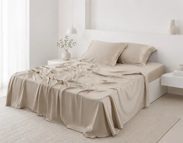 Σετ σεντόνια bamboo 300TC (270cm x 290cm) μπέζ -