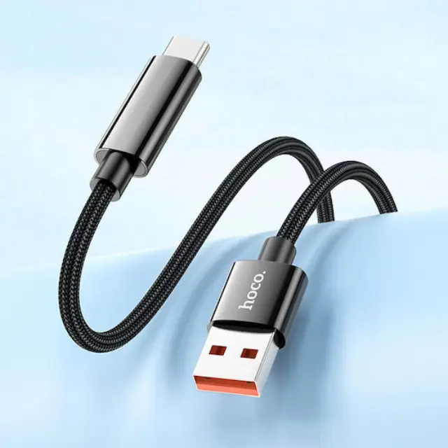 Hoco U125 USB 2.0 Cable USB-C male - USB-A 66W Μαύρο 1m 2