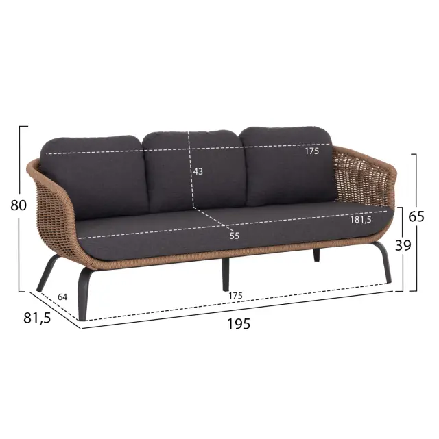 ΣΕΤ ΣΑΛΟΝΙ 5ΤΜΧ FB96555.01 ΓΚΡΙ ΑΛΟΥΜΙΝΙΟ & OLEFIN--TWIST WICKER ΣΕ ΦΥΣΙΚΟ 2