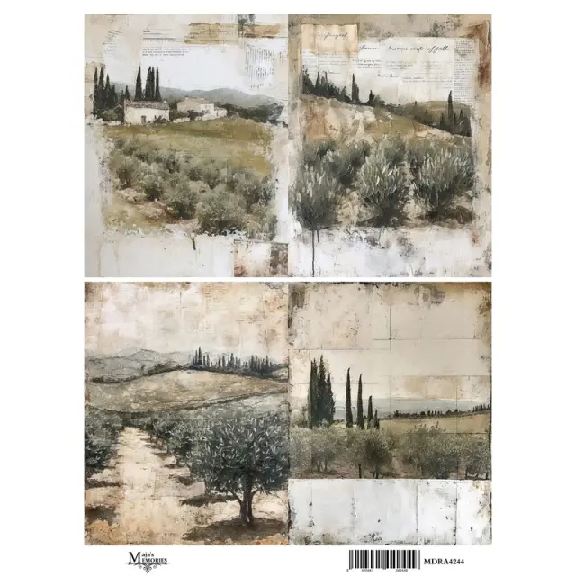 Ριζόχαρτο Maja's Memories, 22.5x32cm, Τοπία με ελιές, MDRA4244
