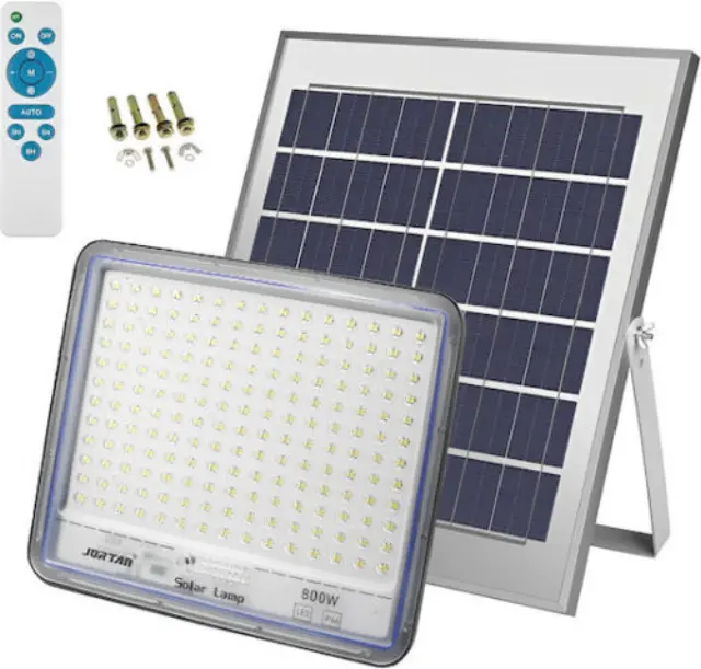 Jortan Στεγανός Ηλιακός Προβολέας LED 800W με Τηλεχειριστήριο IP66 JT-BS800W-TFTZ
