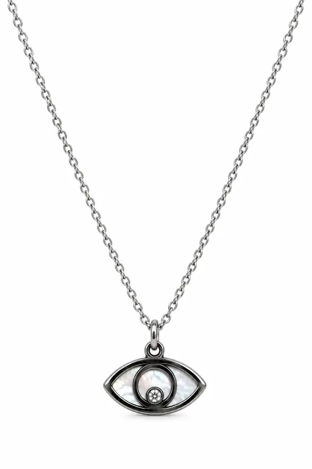 Ghetto Silver Eye Necklace with Delicate Chain – 40cm