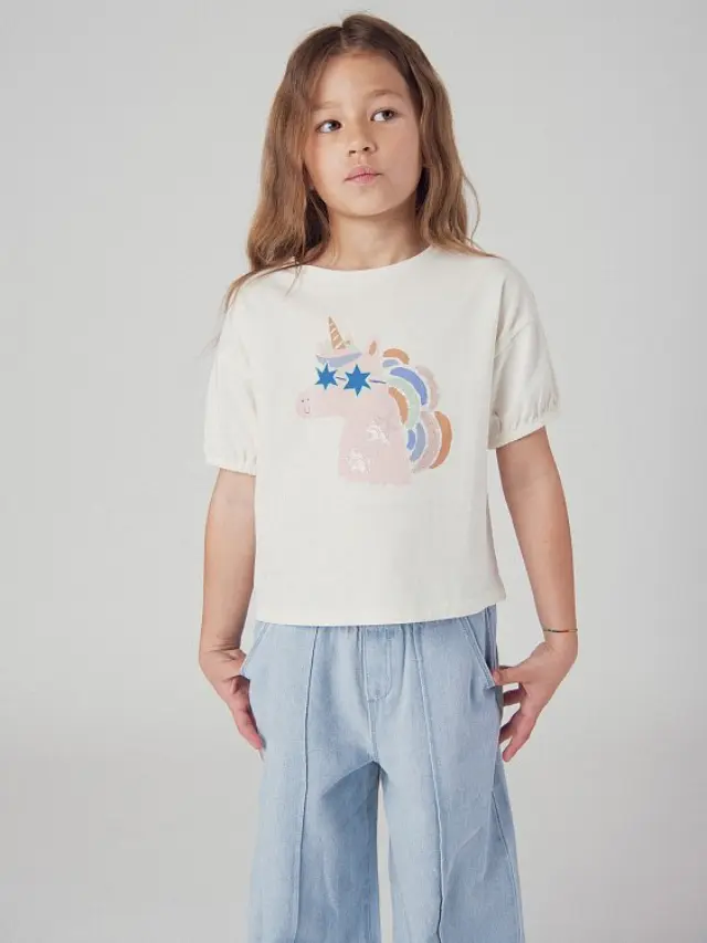 Παιδική Μπλούζα για Κορίτσια Puff Unicorn ΛΕΥΚΟ 3