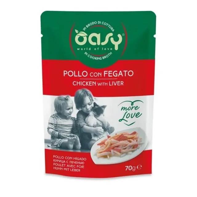 Oasy Cat More Love Φακελάκι Κοτόπουλο και Συκώτι 70gr Μονόχρωμο