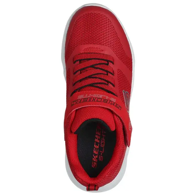 Skechers Meteor-Lights Running Αθλητικά Παιδικά Παπούτσια με Φωτάκια 401675L-RDBK Κόκκινα - 30 3